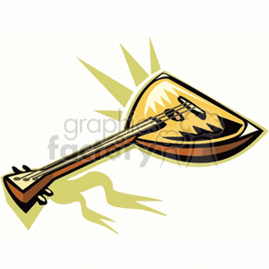 Clipart image of a stylized acoustic guitar with a decorative design.