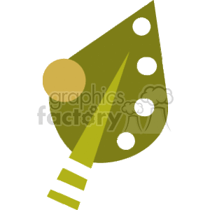 The image is a stylized representation of a green leaf with multiple holes. It appears to be whimsical and abstract in design, perhaps suggesting a leaf during the fall season when leaves often change color and may have holes from natural processes.