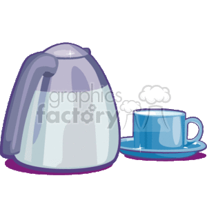 Teapot and a blue tea cup