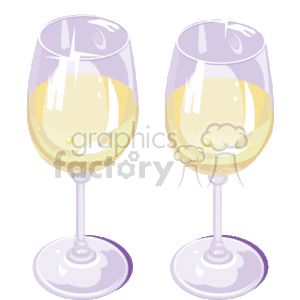 This image shows two wine glasses, likely containing champagne or a similar sparkling wine. Each glass is partially filled with a golden-yellow drink with bubbles, suggesting it is a carbonated beverage typical of a celebration or special event.