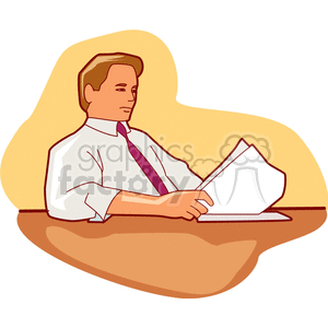 Businessman Reviewing Files