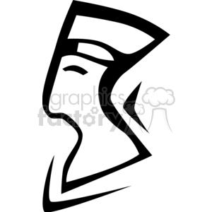 Stylized vector illustration of an ancient Egyptian figure in profile view, featuring bold lines and geometric shapes.