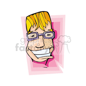 Cartoon Smiling Boy with Glasses