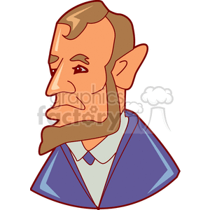 A cartoon-style clipart image of a man representing Abraham Lincoln, wearing a suit.