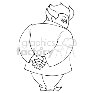 The clipart image features a line drawing of a man who appears to be a salesman, standing with his hands clasped behind his back. He's facing away from the viewer, suggesting a sense of waiting or anticipation.