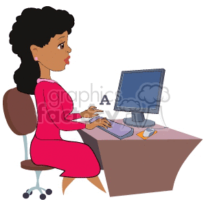 Woman Typing at Computer