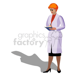 Female Doctor Writing on Clipboard