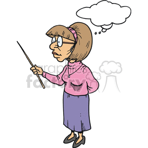 Cartoon Female Teacher Holding Pointer Stick