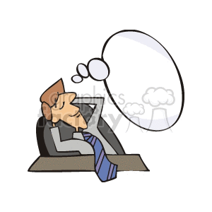 Relaxed Person Thinking with Empty Thought Bubble