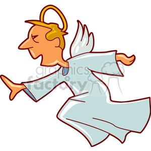 Cartoon Male Angel with Halo and Wings