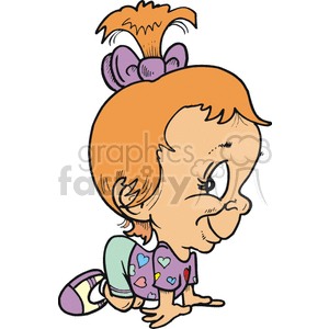 Cute Cartoon Toddler Girl Crawling