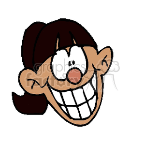 Excited Cartoon Girl with Big Grin