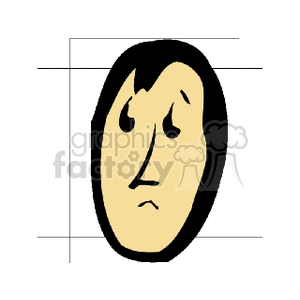 Stylized illustration of a man's face with a neutral expression.