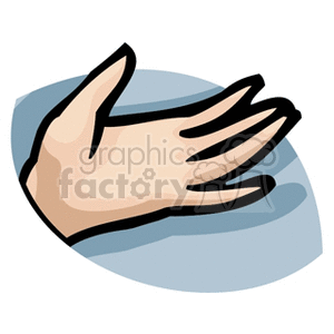 Illustration of an open hand drawn in a cartoon style with a blue background.