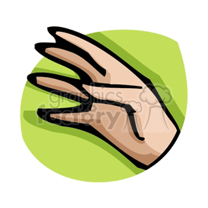 A clipart image of a stylized hand with fingers slightly spread against a green background.