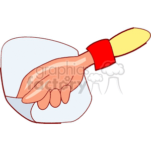 Clipart image of a hand peeling a sticker.