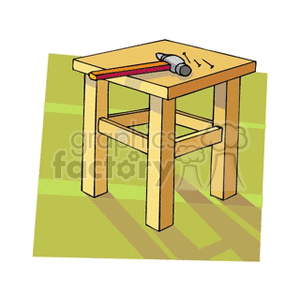 Small cartoon table with hammer and nails clipart Royalty 