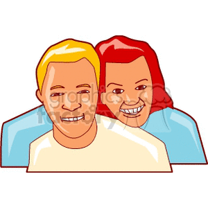 Clipart image of a smiling couple standing close together, representing happiness and romance.