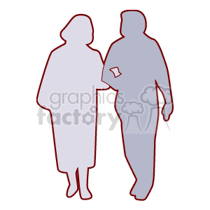 Silhouette of a couple walking together, symbolizing love and companionship.