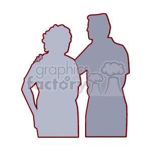 A Silhouette of a Man Putting his arm around Her