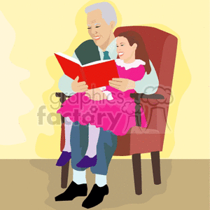 Grandfather reading to his grandchild