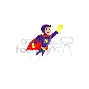 Flying Superhero with Red Cape