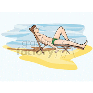 Guy sunbathing on a lounge chair