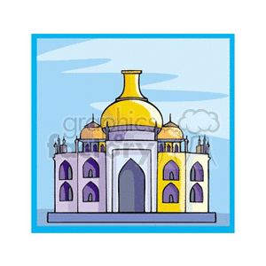 A purple and gold islamic mosque