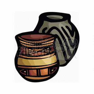 Illustration of two decorative pottery bowls with intricate designs.