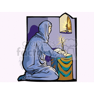 Religious Prayer with Candle and Book