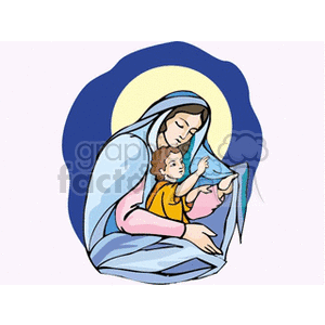 Religious Illustration of a Holy Figure with Child