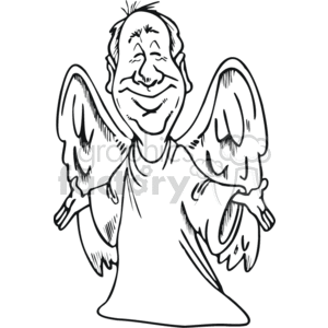 The clipart image depicts a cheerful, cartoon-style figure with angel wings, wearing a robe and with a peaceful, content expression on its face.