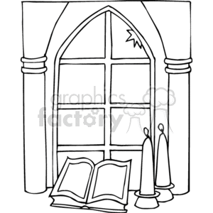 Church Window, Bible, and Candles