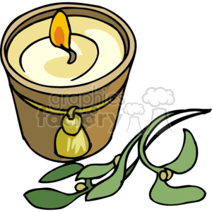 Lit Candle with Olive Branch