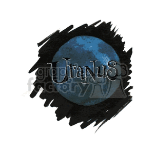 A stylized clipart of the planet Uranus with creative text overlay on a textured, dark background.