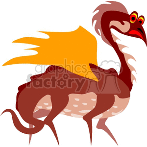 A whimsical cartoon-style dragon with orange wings and a reddish-brown body.