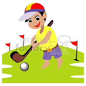 Golfer with a golf club and ball