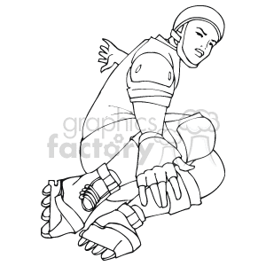 Rollerblading Person in Protective Gear Line Art