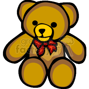 The image is a clipart of a brown teddy bear with a red bow tie.