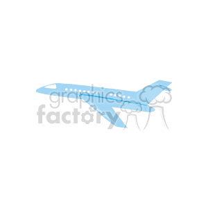   The clipart image displays a stylized illustration of a blue airplane from a side profile view. It