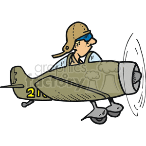 Cartoon style military fighter airplane
