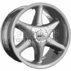 The clipart image depicts a car wheel with a detailed rim. The wheel is shown without a tire, emphasizing the design and structure of the rim itself.