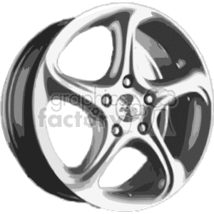   The image is a grayscale clipart of a car rim. It