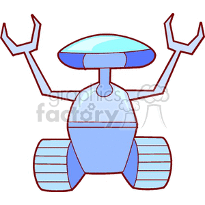 Cartoon Robot with Claw Arms and Wheels