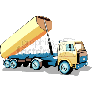   The image shows a cartoon of a construction dump truck. It