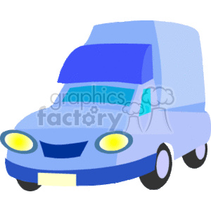 Friendly Blue Delivery Truck Cartoon Illustration