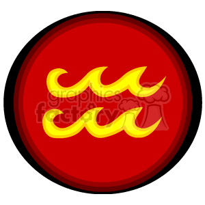 The image is a circular clipart graphic that features the symbol of Aquarius, which is one of the twelve astrological signs of the zodiac. The symbol is depicted as two wavy, horizontal lines and is set against a vibrant red background encircled by a darker rim.