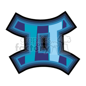 Clipart image of the Gemini zodiac sign in shades of blue.