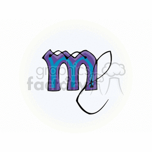 A colorful clipart image of the Scorpio zodiac sign symbol. The symbol is depicted in shades of blue and purple with a decorative style.