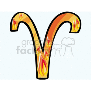 Clipart image of the Aries zodiac symbol with a fiery design, representing the star sign Aries in astrology.